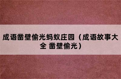 成语凿壁偷光蚂蚁庄园（成语故事大全 凿壁偷光）